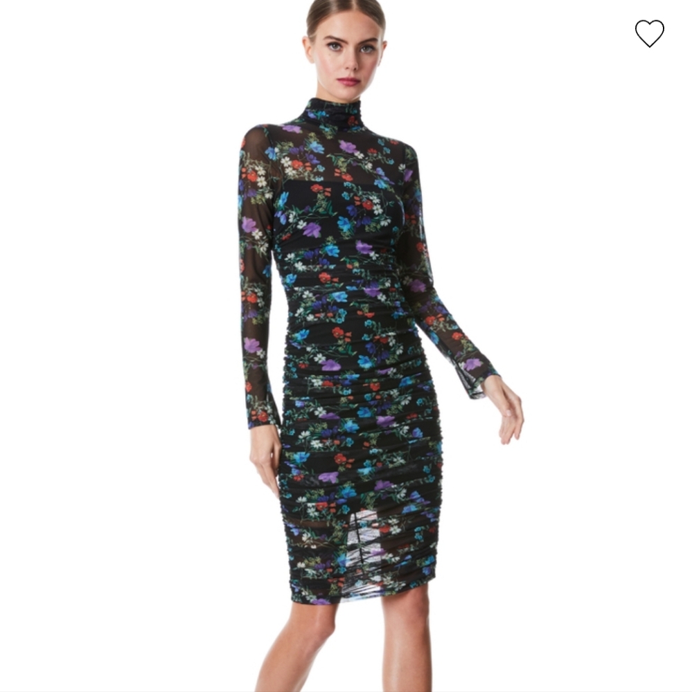 NWT Alice + Olivia Delora Turtleneck Long Sleeve Midi Dress - Picture 4 of 10